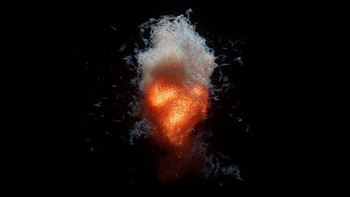 An Orange and White Cloud on Black Background 