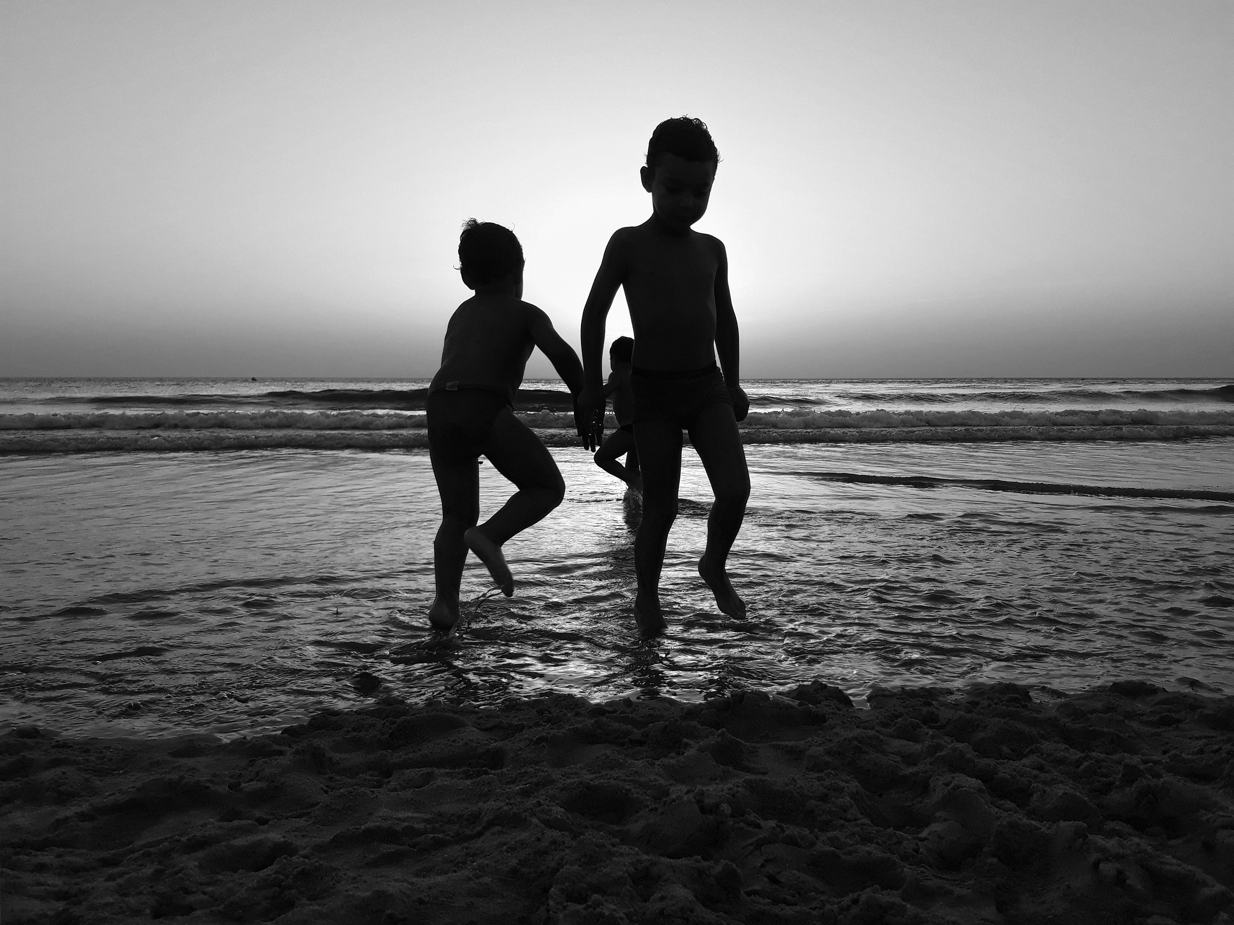 Free stock photo of beach, black and white, child
