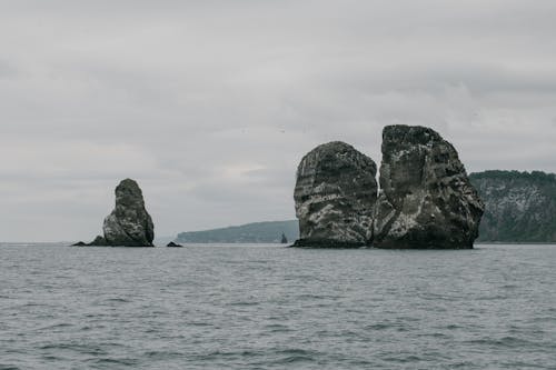 The Three Brothers Rocks in Kamchatka Krai, Russia