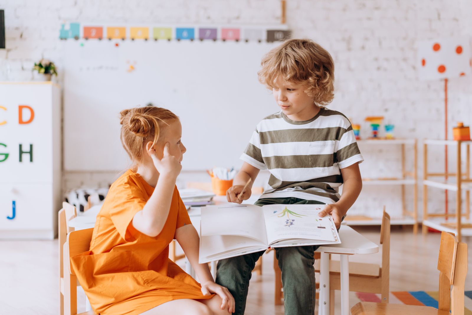 Two students reading and learning together