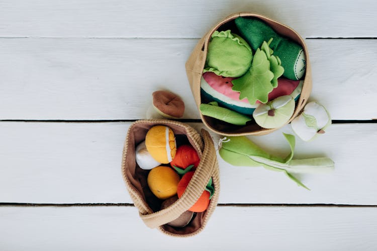 Stuffed Fruits And Vegetables In Baskets