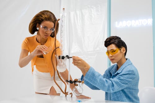 Women Doing an Experiment