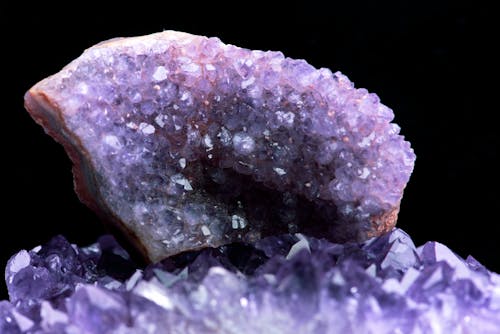 Amethysts Cluster on Crystals