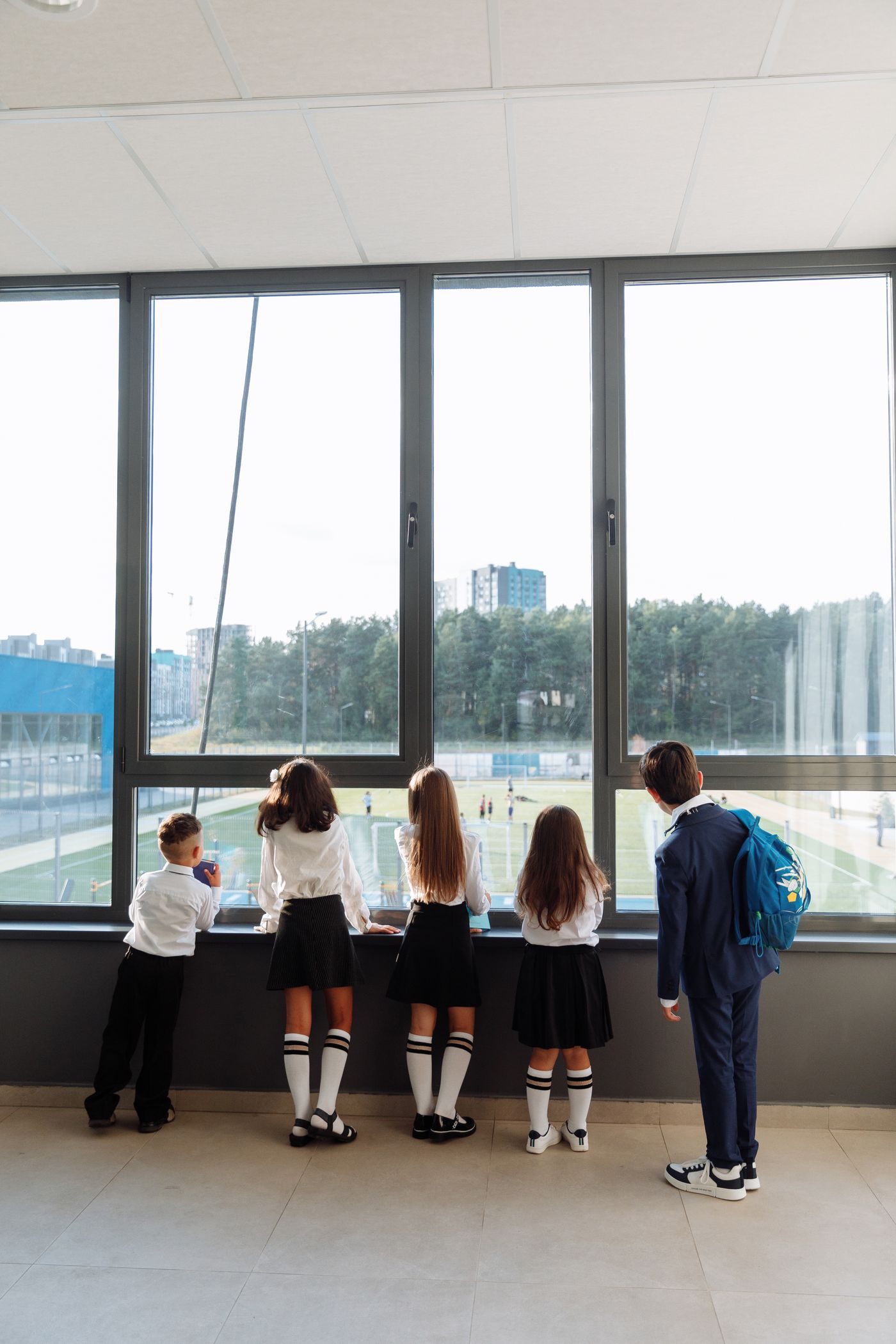 Students of Sainik School Nagpur looking out over the sports field