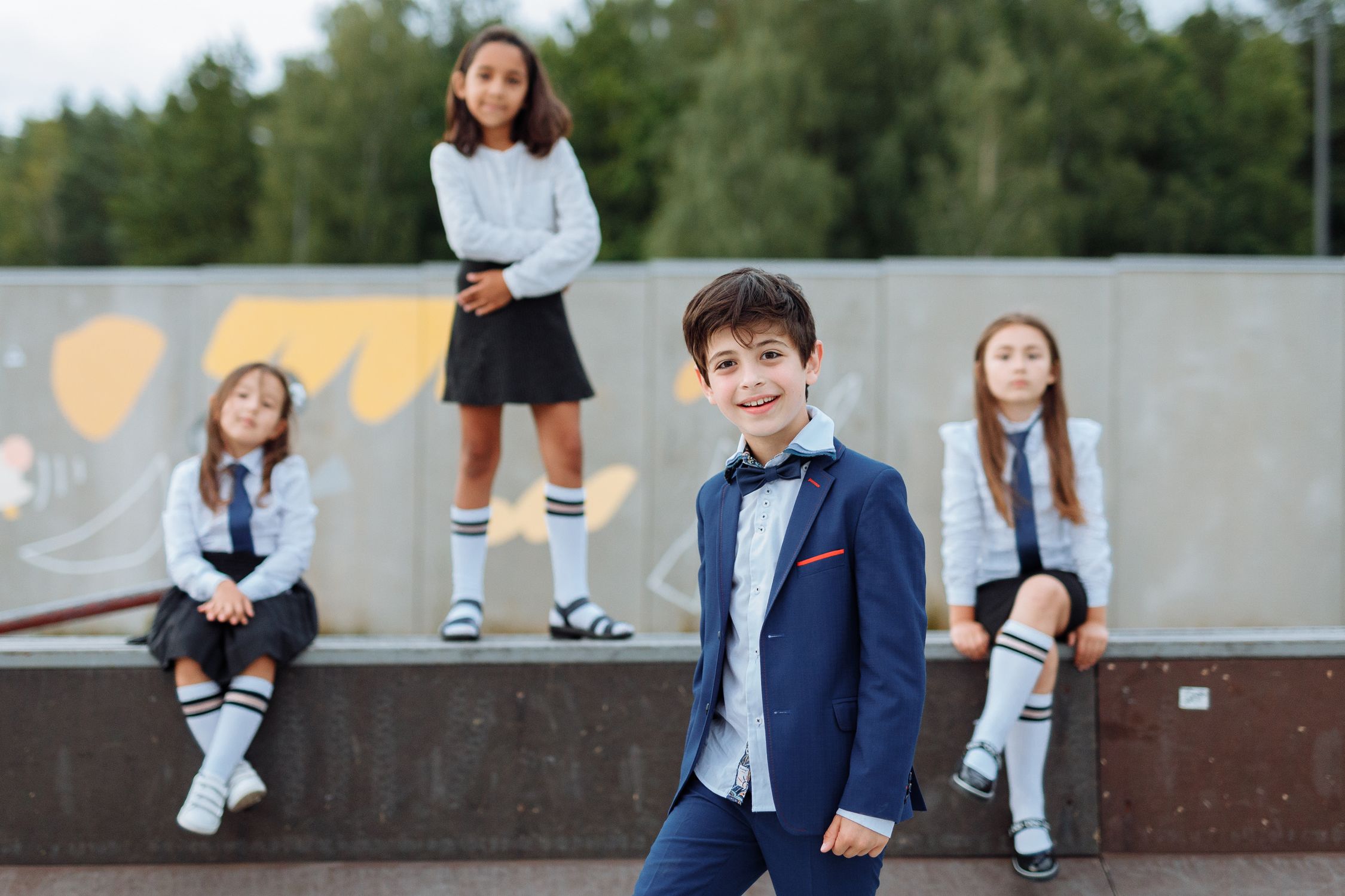 Happy Students Wearing Their School Uniforms Free Stock Photo happy-students-wearing-their-school-uniforms-free-stock-photo