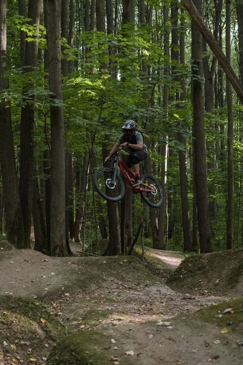 Mountain Biking on Enduro Bicycle in the Forest