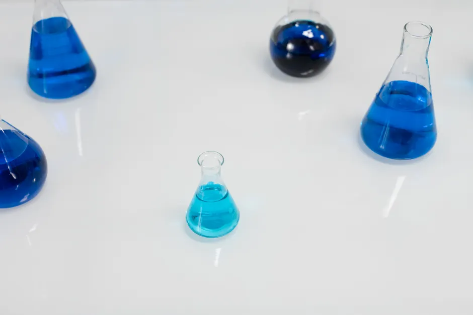 A beaker of solution used to compare concentration measures