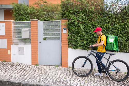 Imagine de stoc gratuită din biciclist, curier, ghiozdan