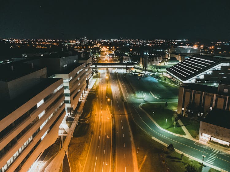 Streets In City At Night