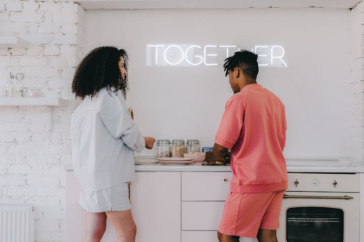 A Romantic Couple In The Kitchen