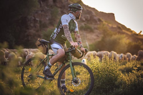 Shallow Focus of a Person Riding a Bicycle