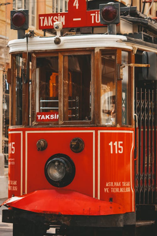 Photo of a Red and White Tram 