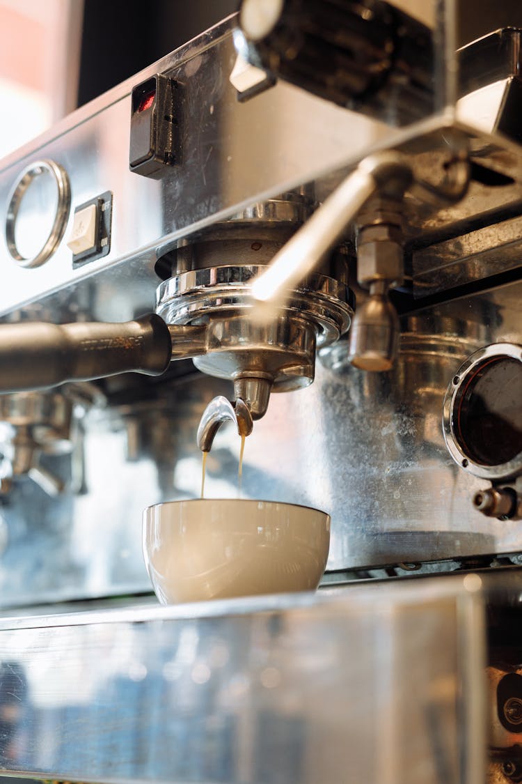 Brewing Coffee In The Espresso Machine