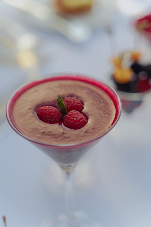 Raspberries in Martini Glass 