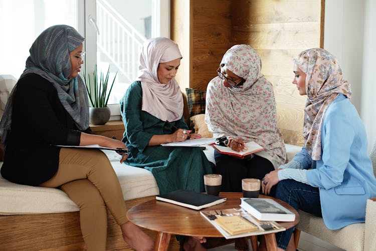 Women In Hijab Working Together