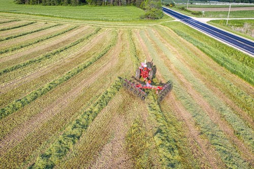 Red Tractor on Green Grass Field