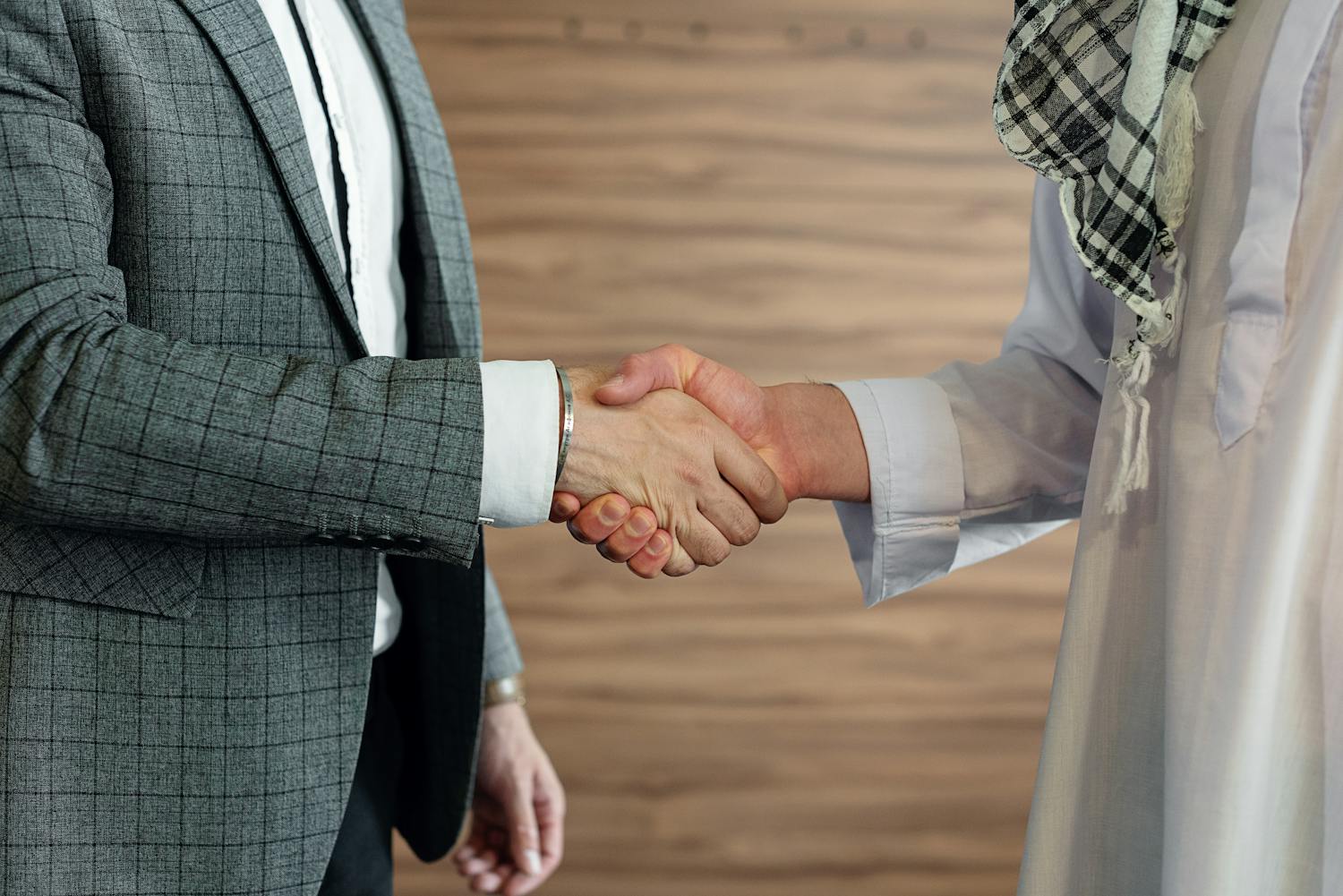 Professional business partnership handshake