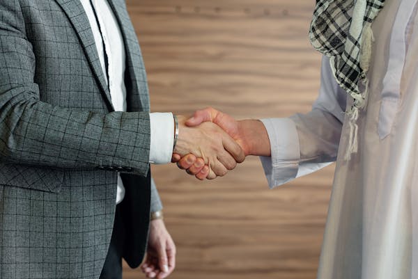 Business professionals shaking hands
