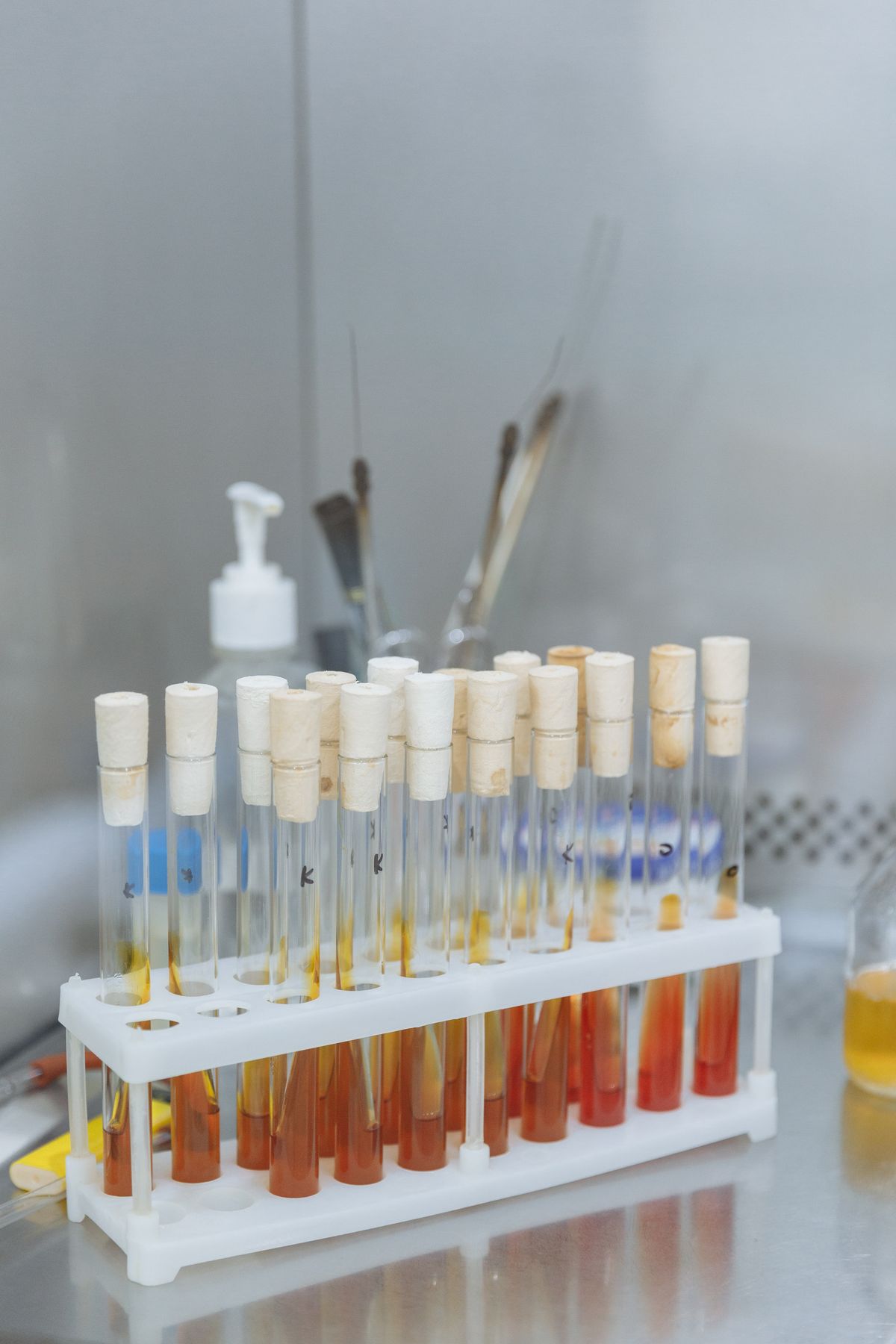Laboratory sample tubes used during beverage formulation