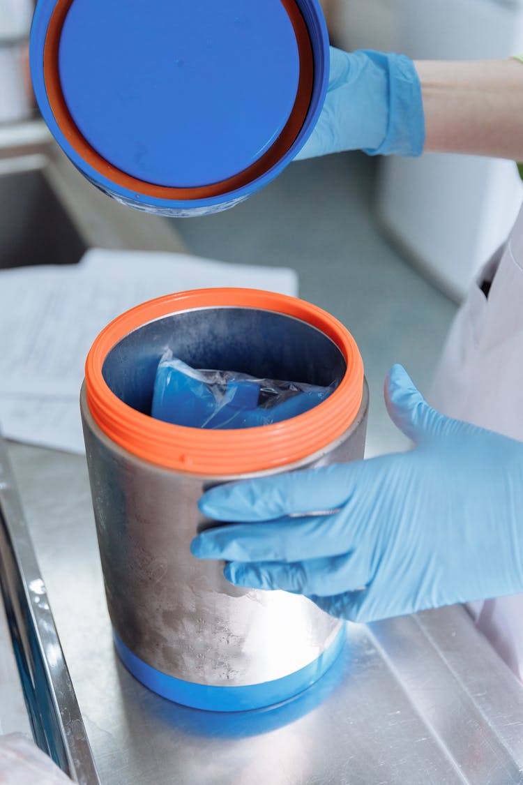 A Biological Specimen Inside A Thermal Container