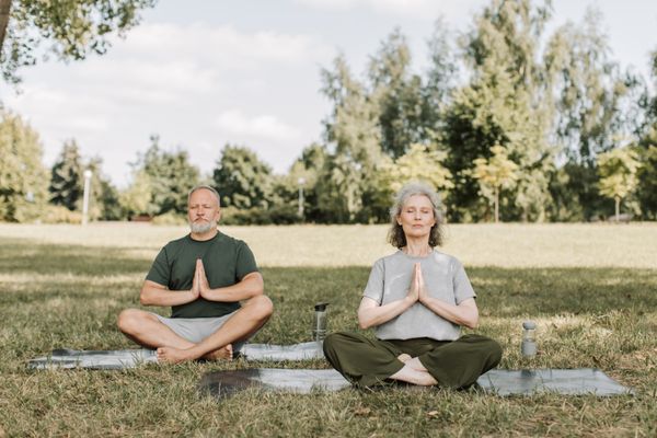 Senior meditating