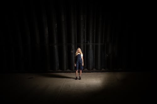 Free Woman Standing On A Stage  Stock Photo