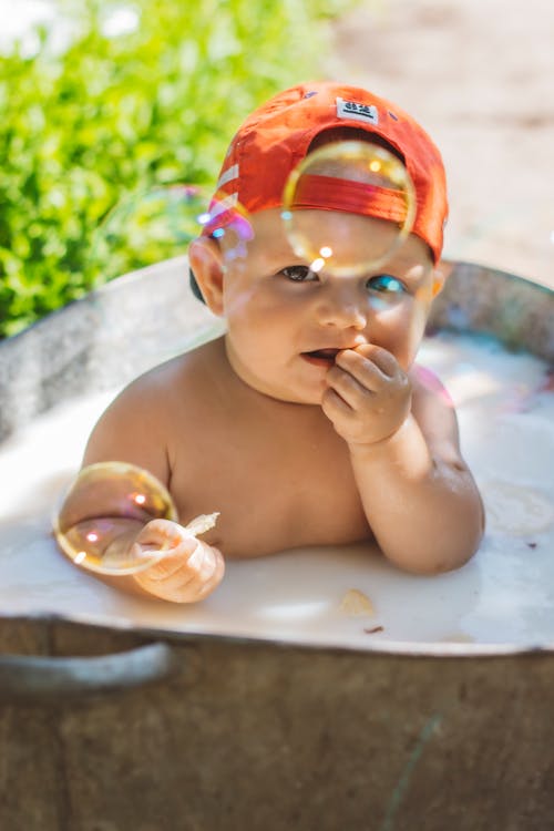 Free A Baby Wearing a Cap Stock Photo