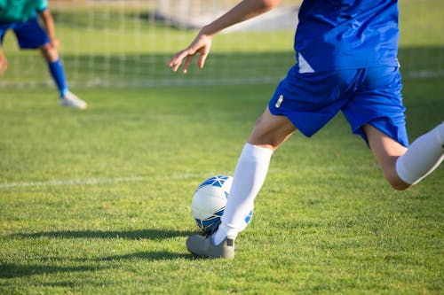 Person Kicking a Soccer Ball