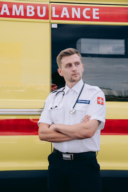 Free A Paramedic Working as First Responder Stock Photo