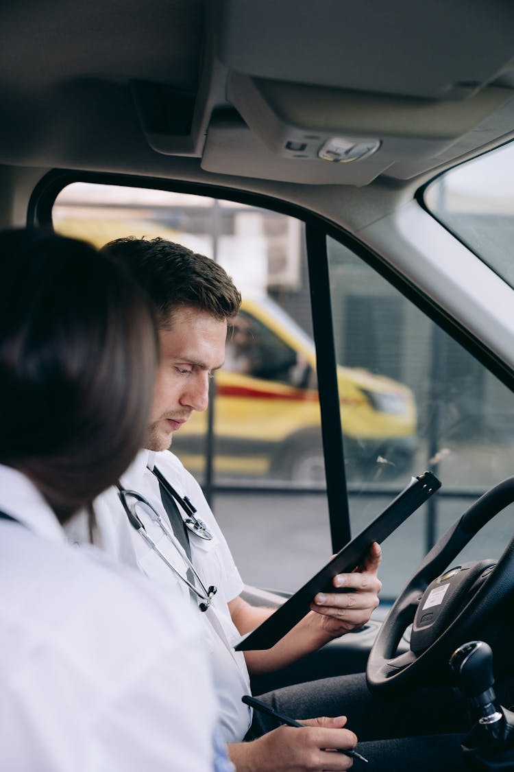 Paramedics In An Ambulance