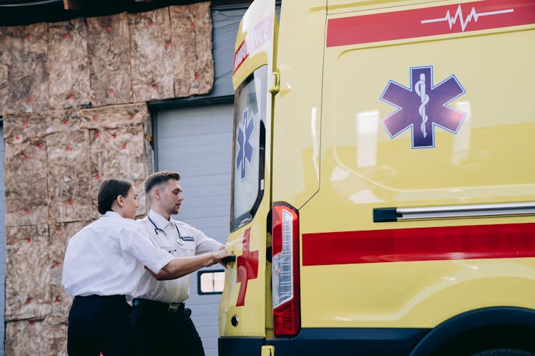 Paramedics Working As Ambulance Emergency Responders