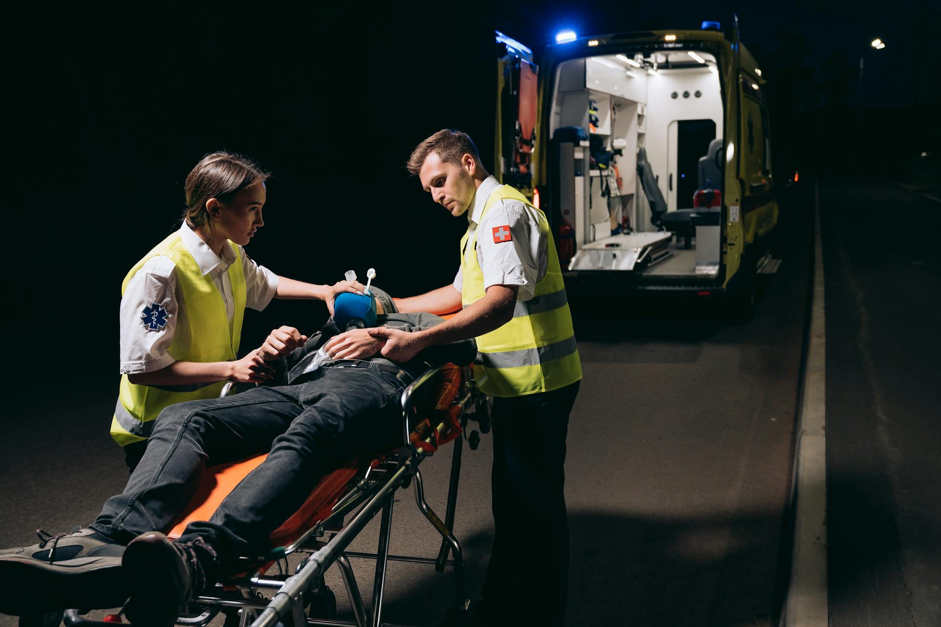 Man and Woman Rescuing a Person