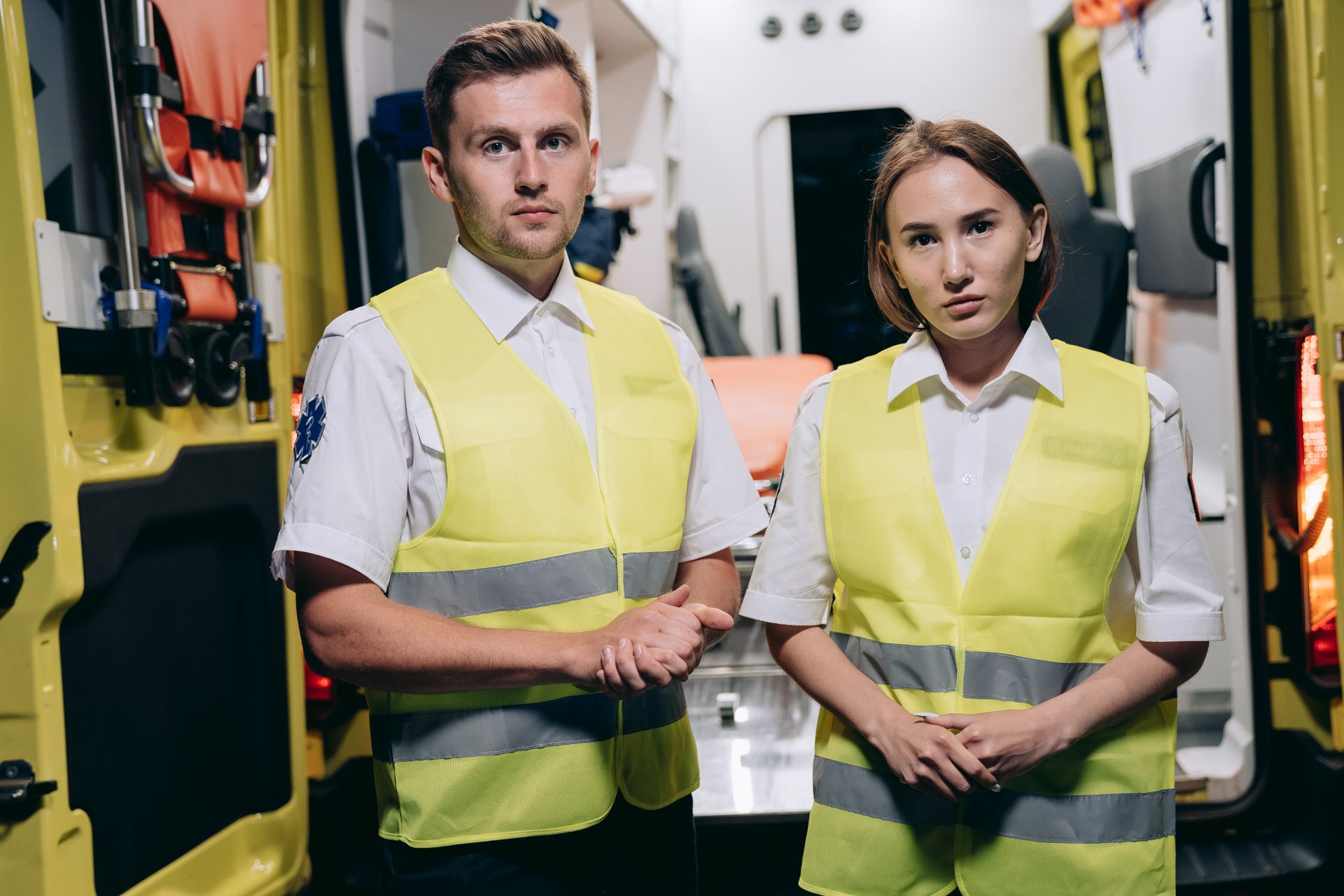 Paramedics Wearing Visible Yellow Vest