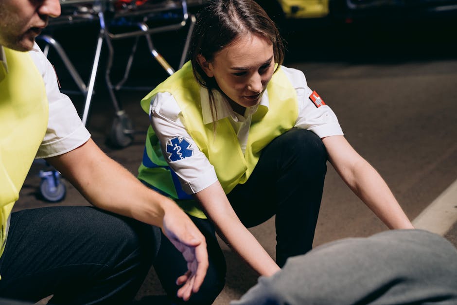 pedestrian accident scene with first responders - Austin pedestrian accident lawyer