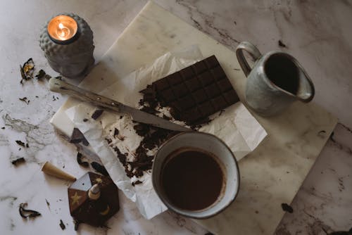 Free Cutting Chocolate Bar into Bits Stock Photo