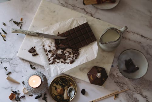 Free Chocolate on a Tray in Kitchen Stock Photo
