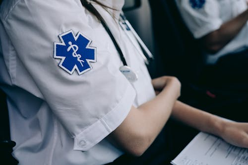 Paramedics Sitting in an Ambulance