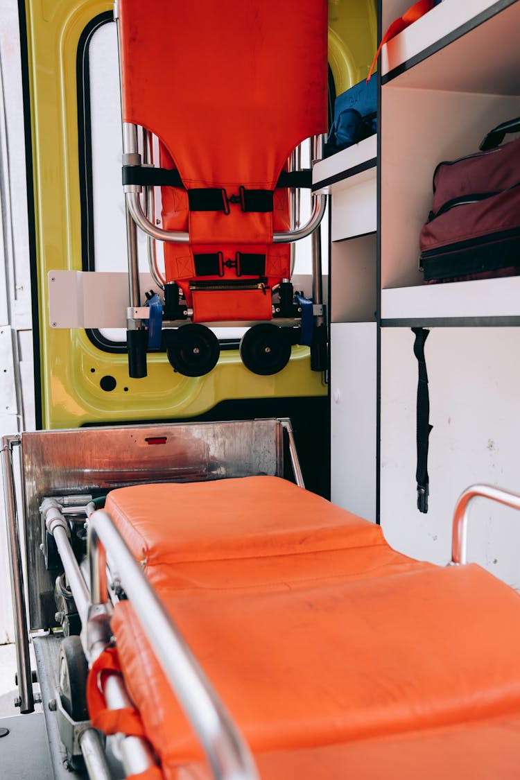 A Stretcher Inside The Ambulance