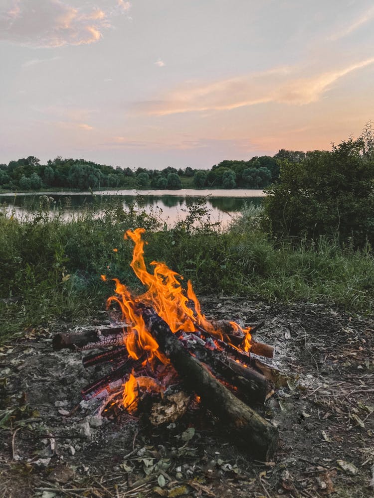 Bonfire Near The Lake