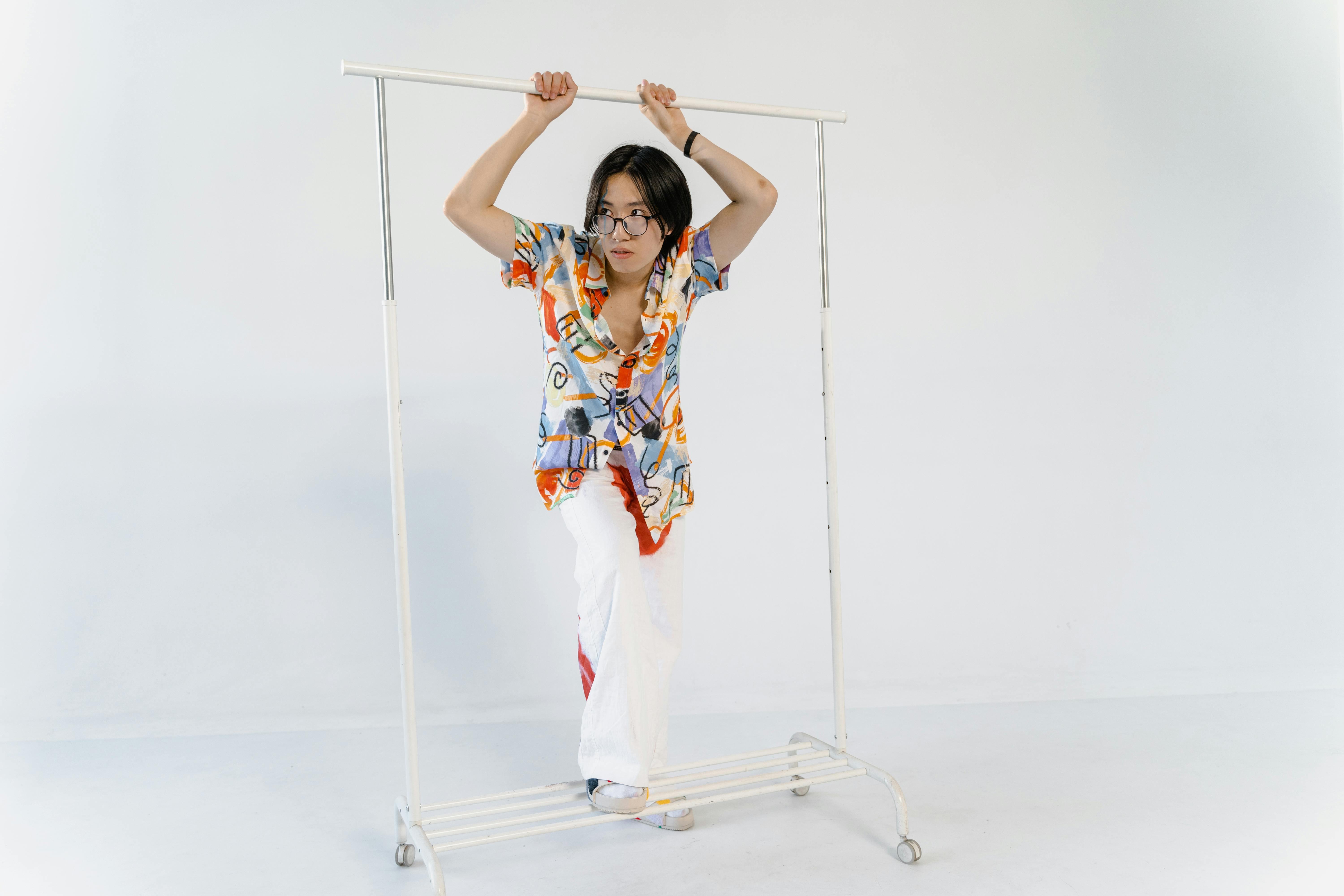 minimalist clothing rack studio
