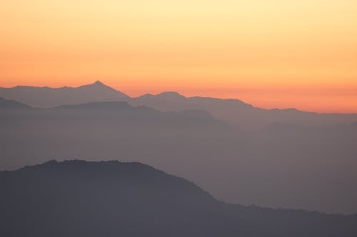 Silhouette of Mountains during Sunset