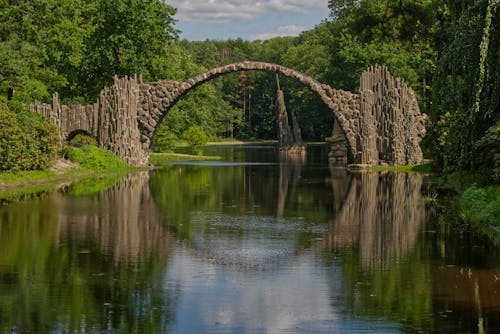 View of the Rakotzbrucke in the Kromlau Azalea and Rhododendron Park