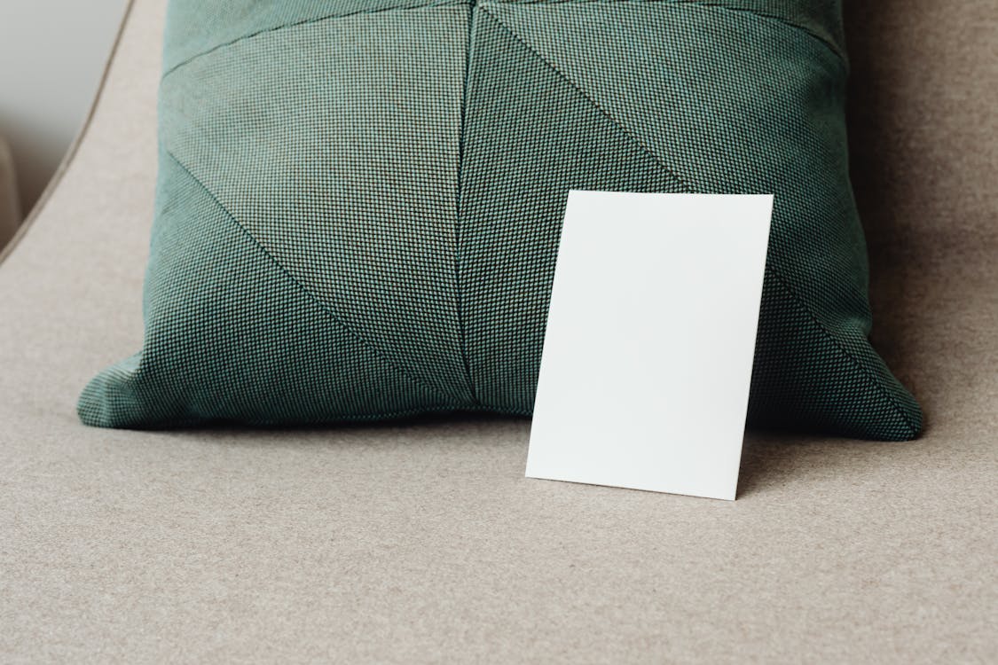 Plain White Paper on Pillow 