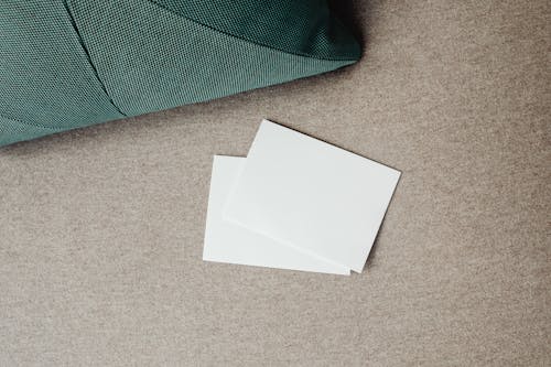 Overhead Shot of White Blank Cards