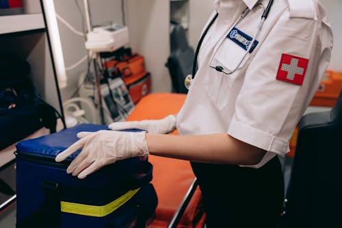 Free A Paramedic Holding a Bag Stock Photo