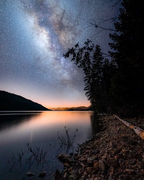 Darmowe zdjęcie z galerii z gwiazdy, gwieździsta noc, jezioro