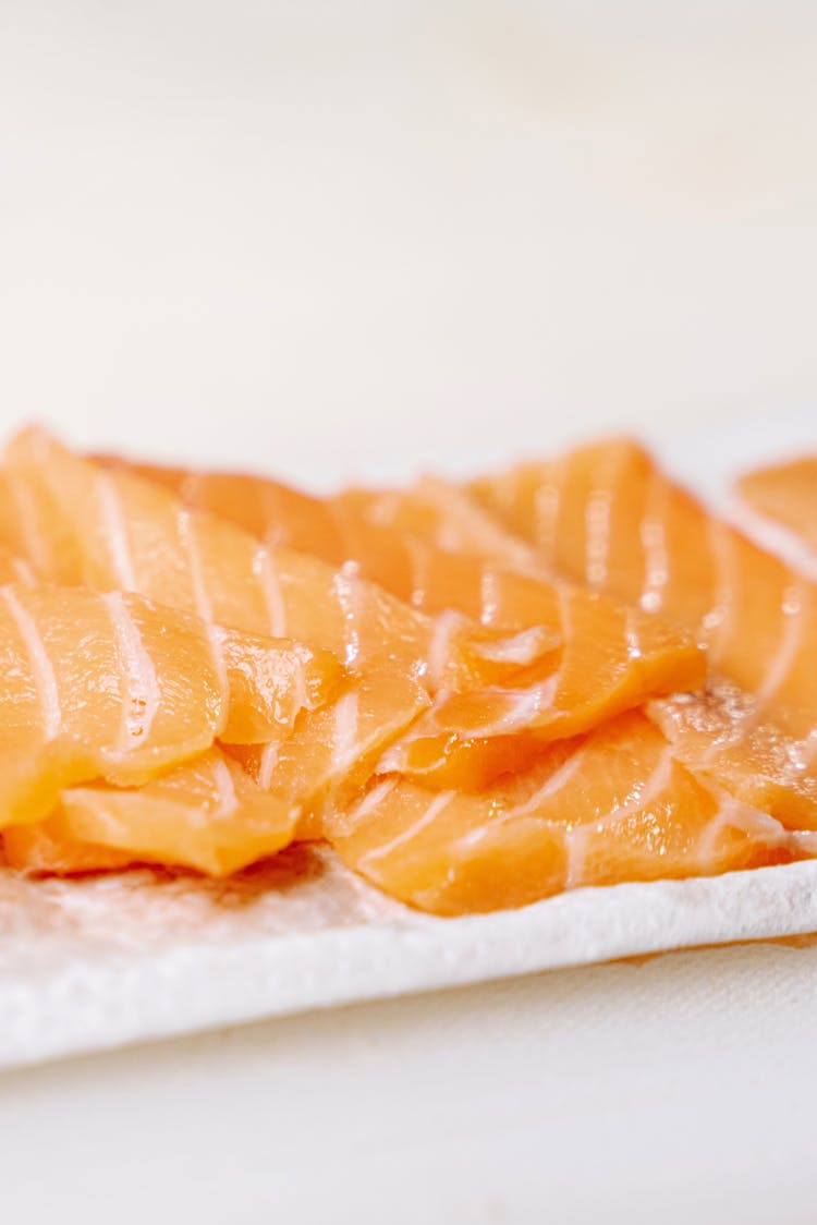 Close-Up Shot Of Salmon Slices