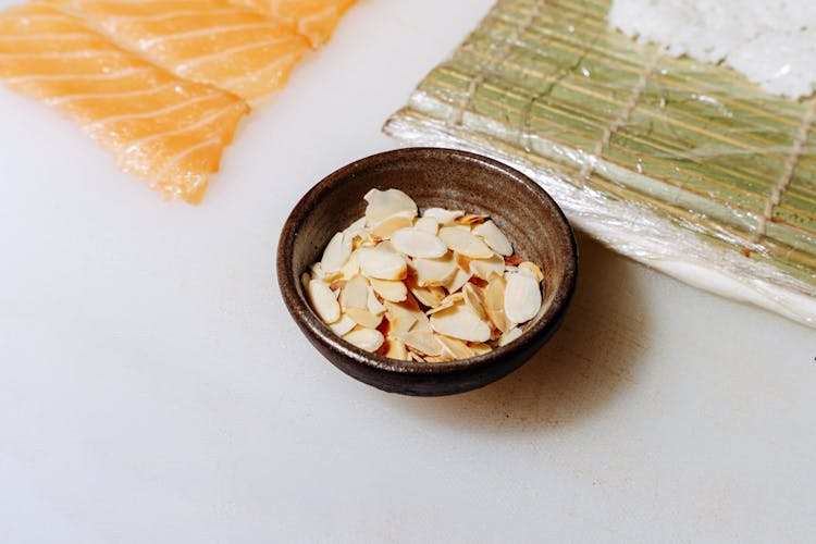 Close-Up Shot Of Almond In A Bowl