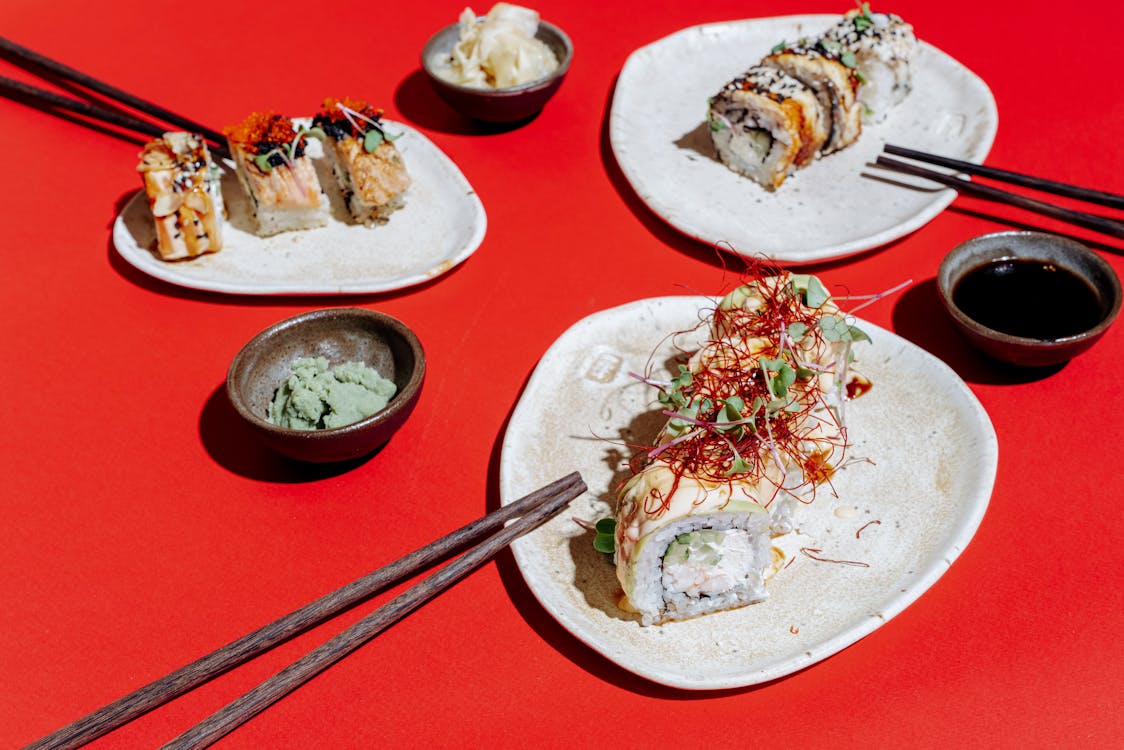 亞洲美食, 俯視圖, 壽司 的 免費圖庫相片