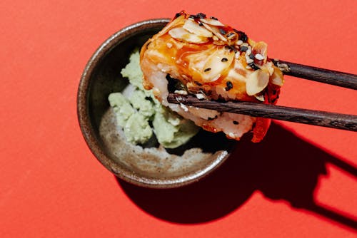 Close-up of a Bowl of Sushi